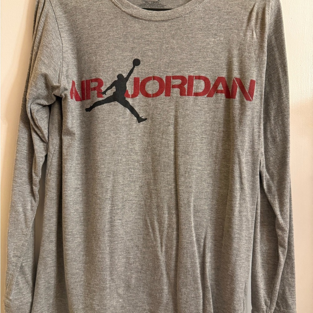 Jordan Gray and Red Long Sleeve Tee